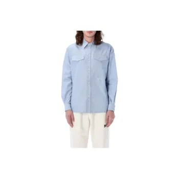 PALM ANGELS Monogram Embroidered Streight Hem Shirt