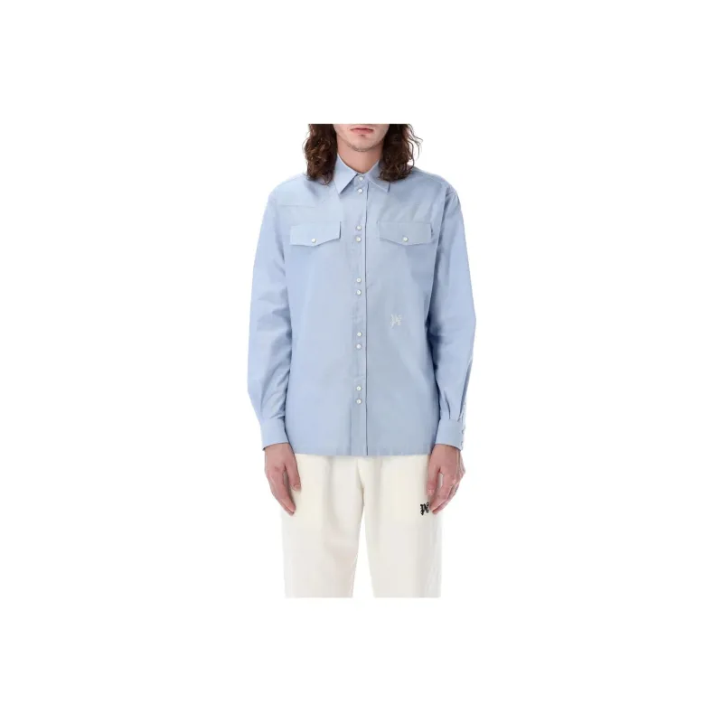 PALM ANGELS Monogram Embroidered Streight Hem Shirt-0