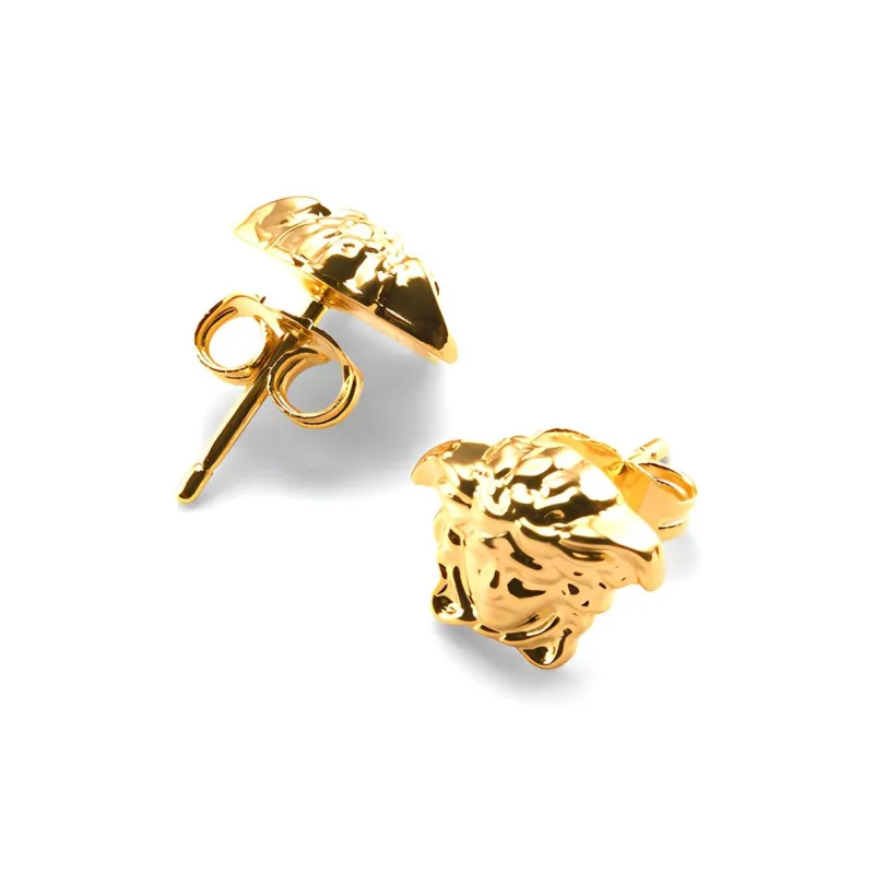 VERSACE Medusa Stud Logo Engraved Earrings-1