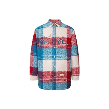 EVISU Shirts Men Red Plaid