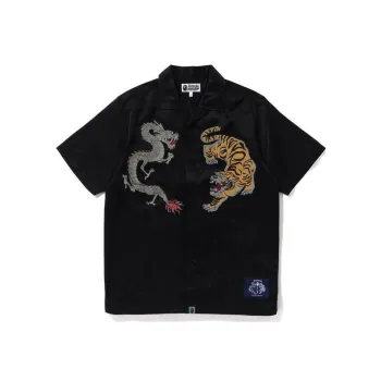 A BATHING APE SS23 Ape man Manufactured Series Shirts Men Black