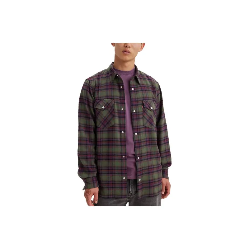 Levis Shirts Men Purple Green-0
