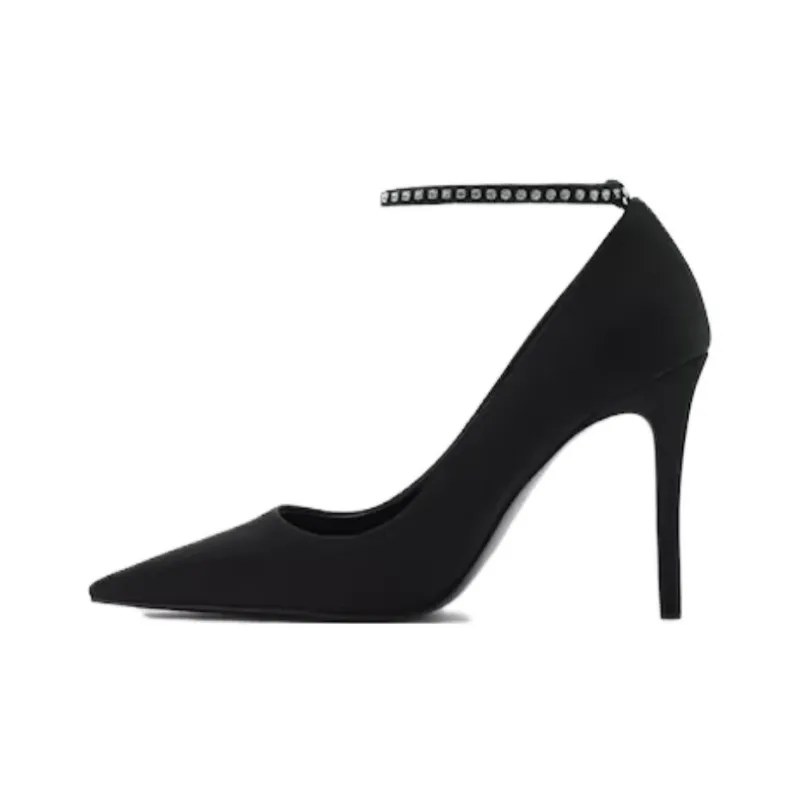 MANGO Slim Heel High Heels 7cm Women's Black-0