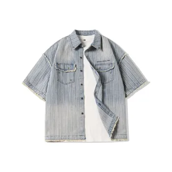 EPTISON Shirts Unisex Washed Denim Blue