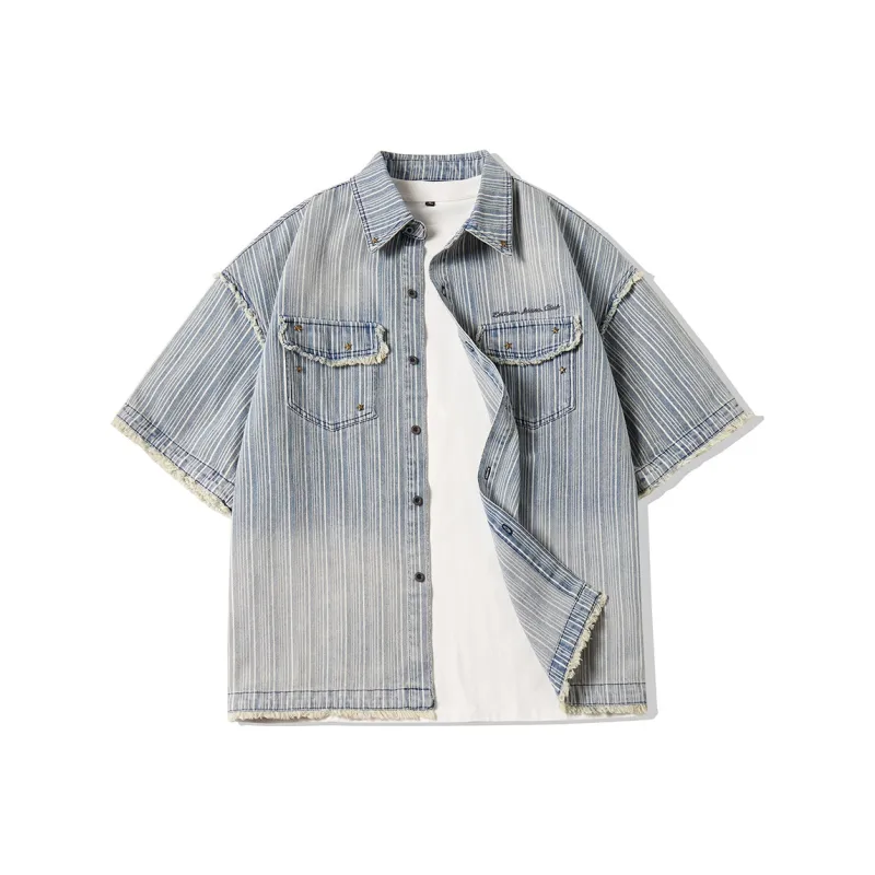 EPTISON Shirts Unisex Washed Denim Blue-0