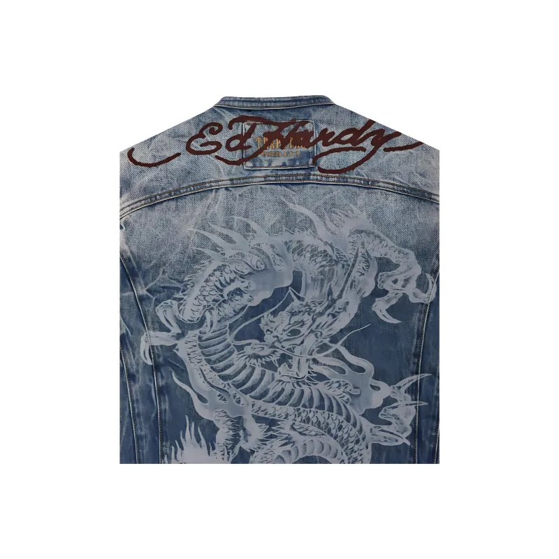 Ed Hardy x Trapstar Trapstar Collaboration FW24 Denim Jacket Unisex Blue-2