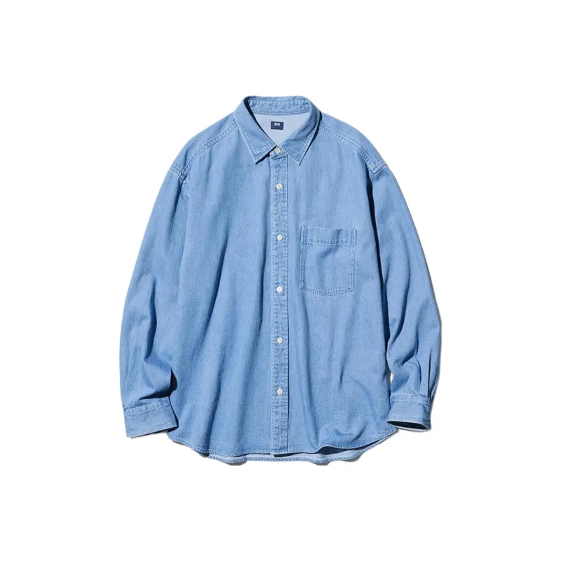 UNIQLO Shirts Men Sky Blue-0
