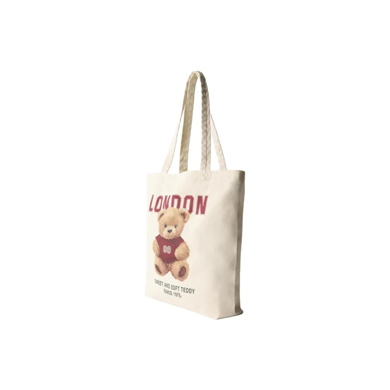 ZARA Cotton Tote Bag, Shopping Bag, Handbag, Shoulder Bag Women's Light Beige Yellow-2