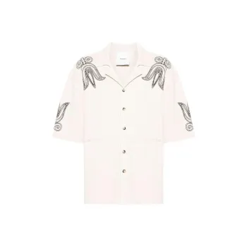 NANUSHKA Embroidered Camp-collar Cardigan