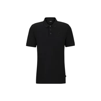 HUGO BOSS FW23 Mercerized Cotton Shirt With Special Artwork Polo Shirt Men's Black