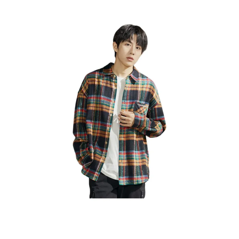 Tonlion Shirt Men's Yellow And Black Plaid-0