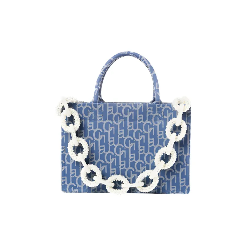 Laurence & Chico Denim Tote Bag Shopping Bag Handbag Medium Size Women's Light Blue-1