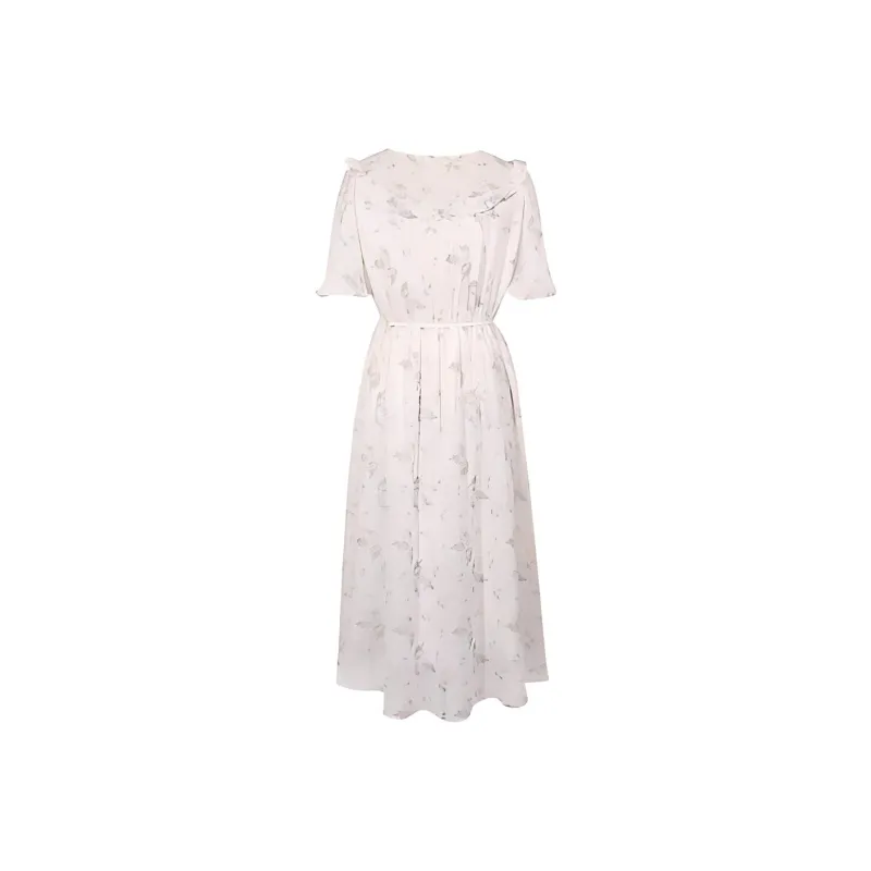 3COLOUR Short-Sleeved Dresses Women's White Purple-1