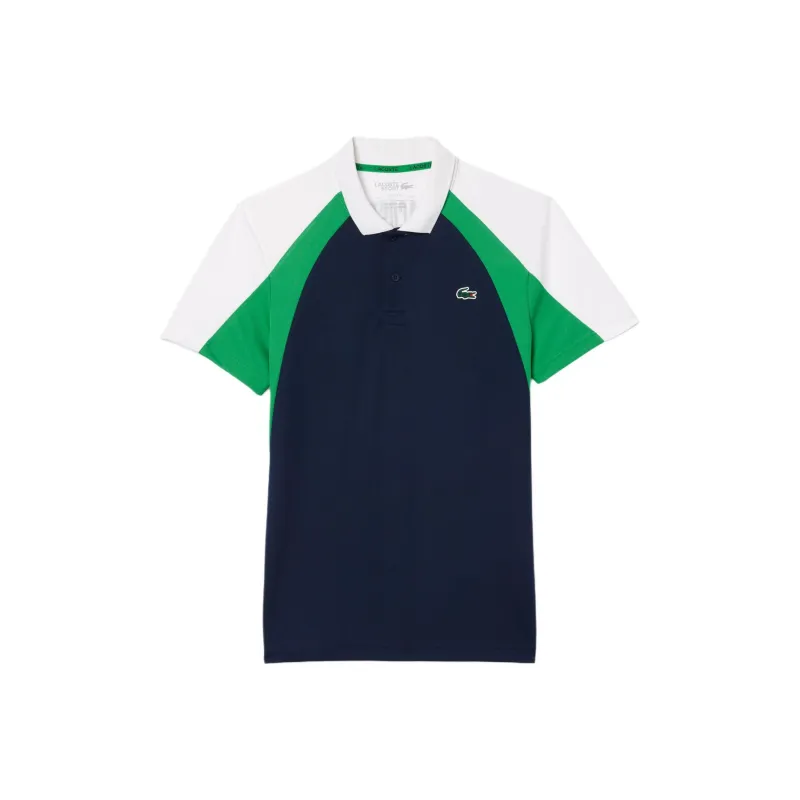 LACOSTE Polo Shirt Men's Marine Blue/Green White-0