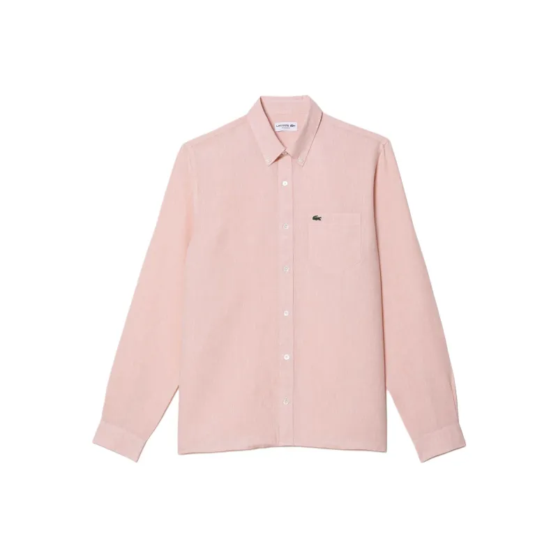 LACOSTE Logo embroidered Linen Shirt-0