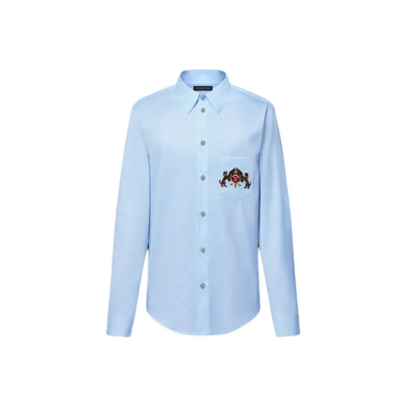 Lv Embroidered Long Sleeved Cotton Shirt-0