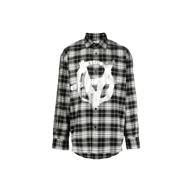 Vetements Double Anarchy Logo Flannel Shirt-0