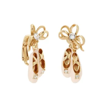 LES NEREIDES Gold Plated Brass With Enamel Clip On Earrings Women's Gold