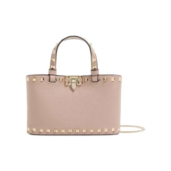 Valentino ROCKSTUD Cow Leather Tote Bag, Single Shoulder Crossbody Handbag Mini Women's Pink