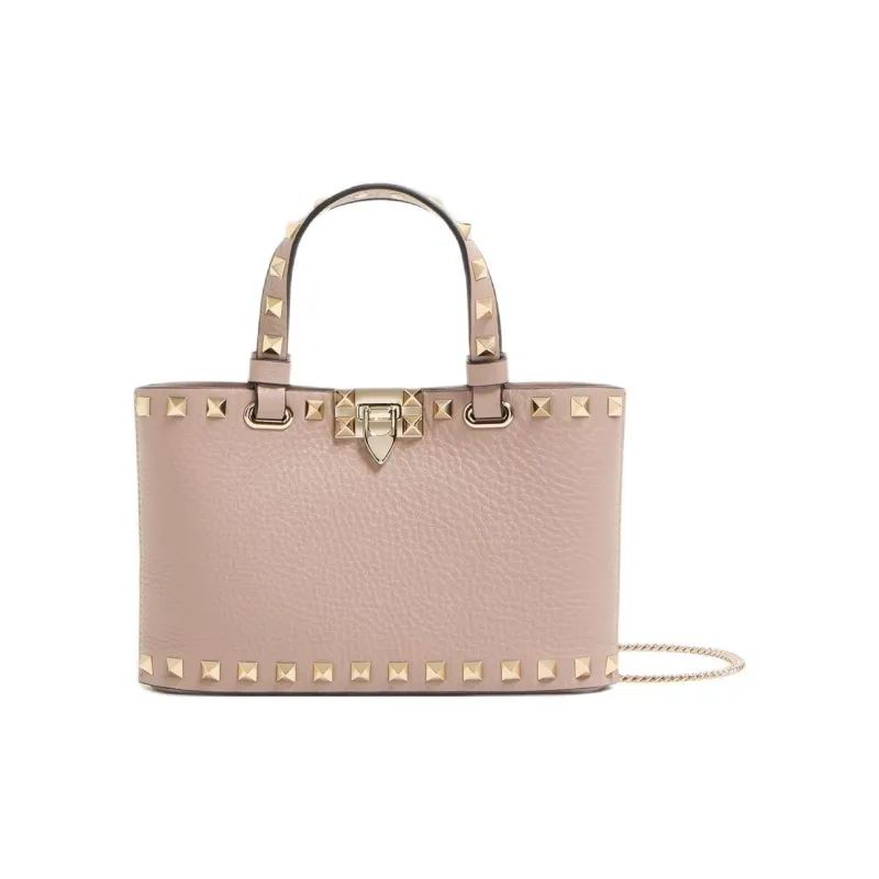 Valentino ROCKSTUD Cow Leather Tote Bag, Single Shoulder Crossbody Handbag Mini Women's Pink-0