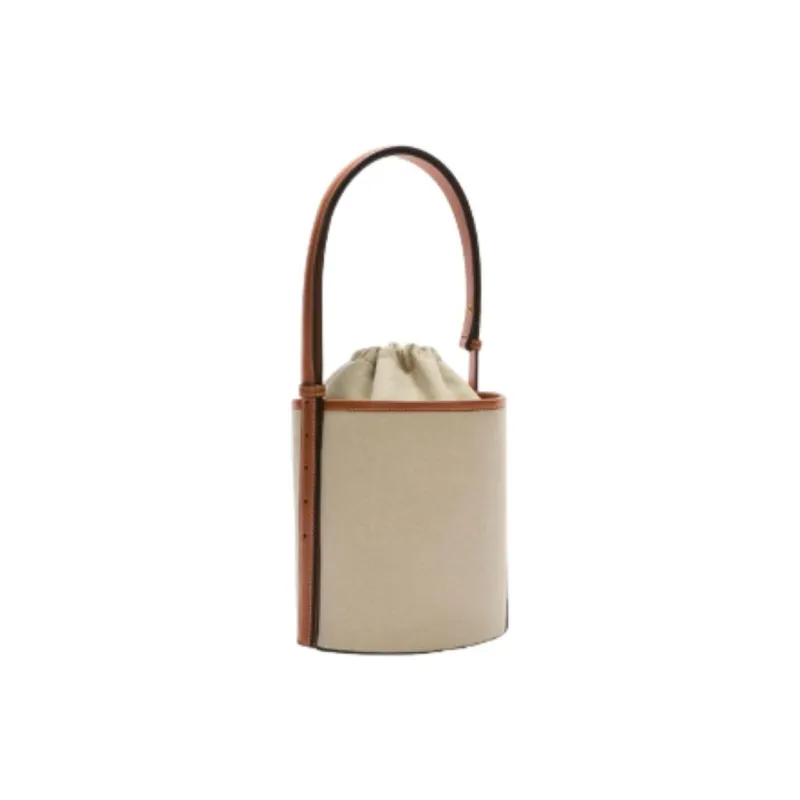 Furla Fabric With Cow Leather Bucket Bags Crossbody Bag, Shoulder Bag Trumpets Women's Cognac Brown Floral-1