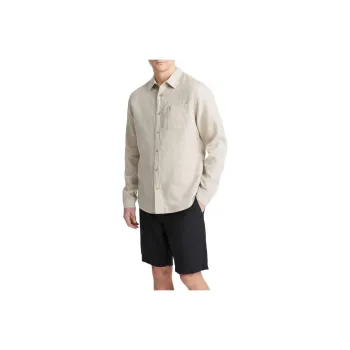VINCE Linen Long-Sleeve Shirt Shirt Men's Beige