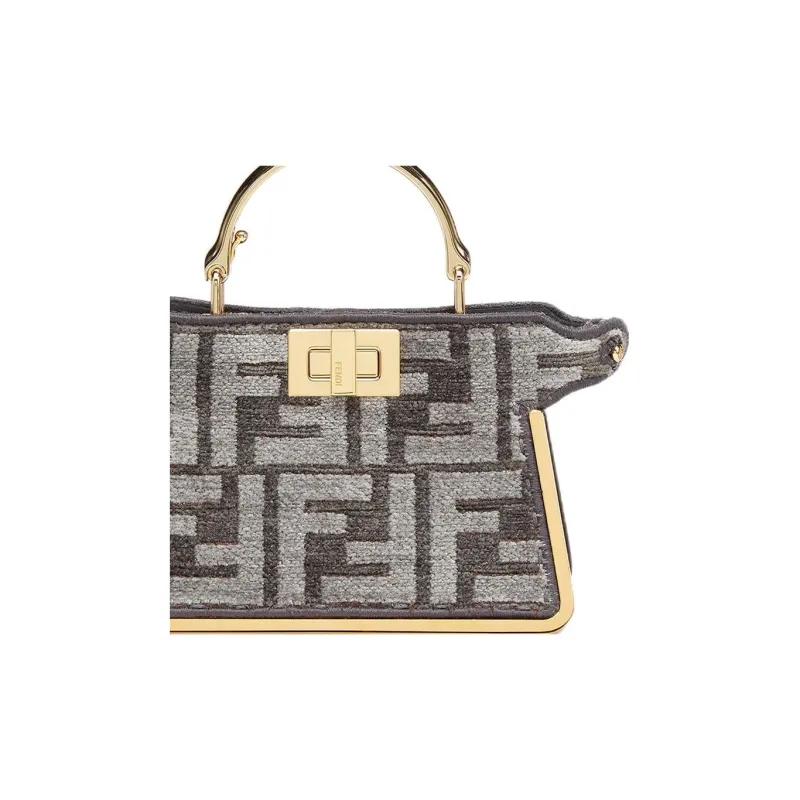 FENDI Peekaboo ISeeU Jacquard Fabric Handbag, Shoulder Bag, Crossbody Bag Extra Mini Women's Dark Gray-3