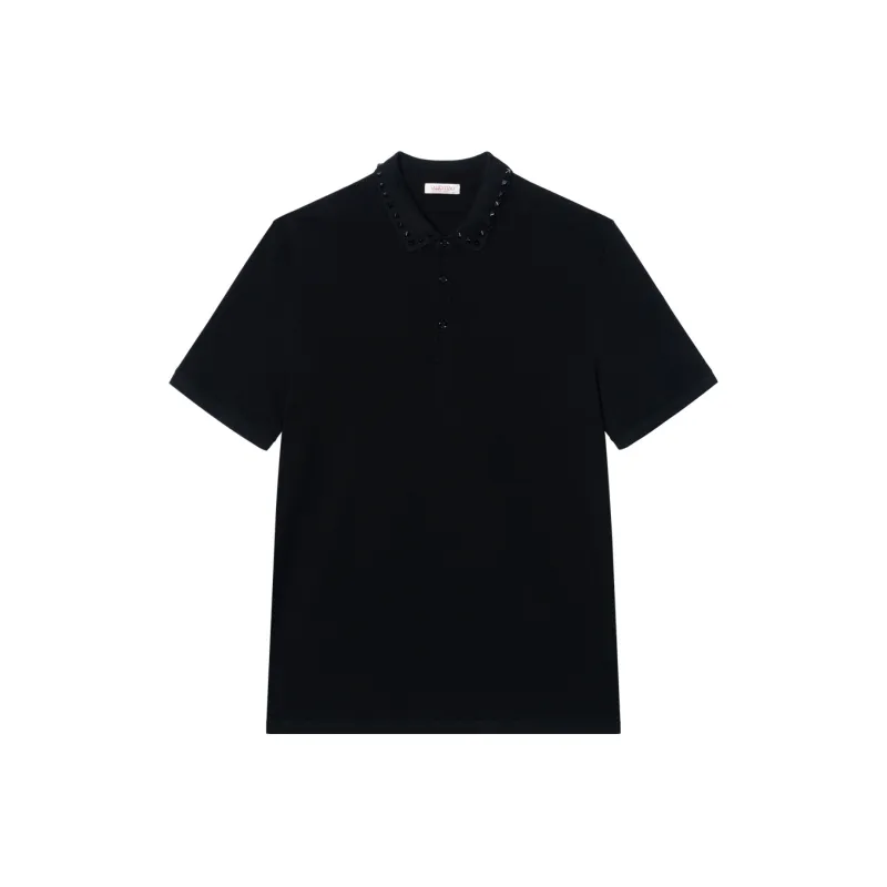 Valentino Untitled Stud Detailed Short Sleeved Polo Shirt-0