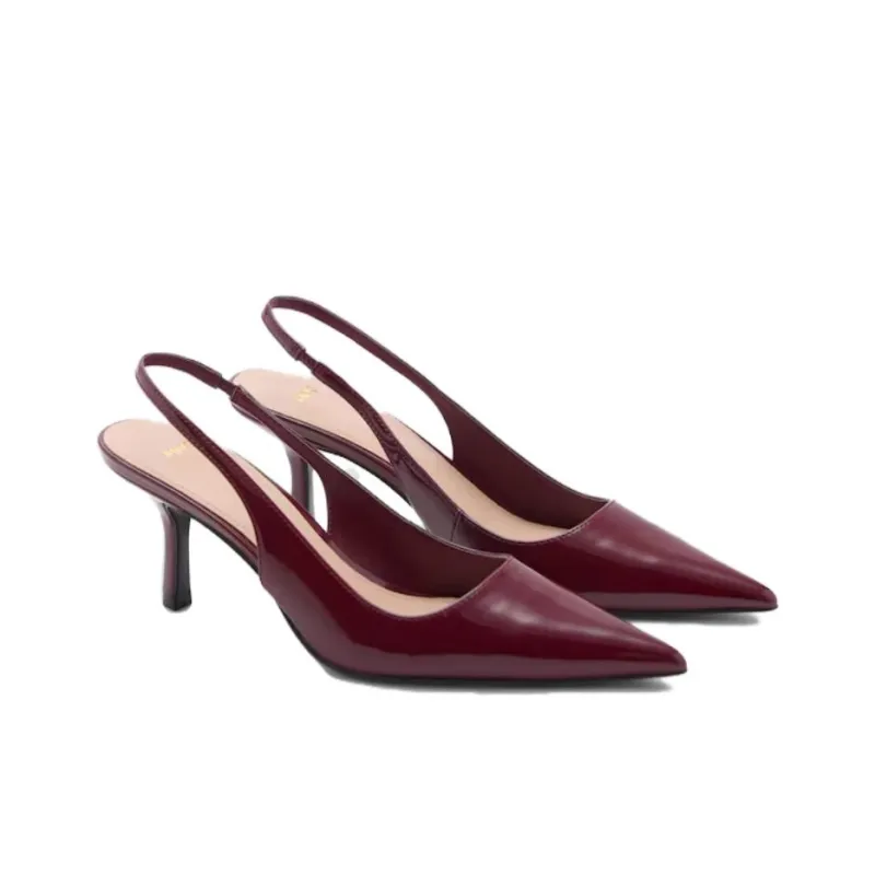 MANGO Slim Heel High Heels 5cm Women's Red Brown-1