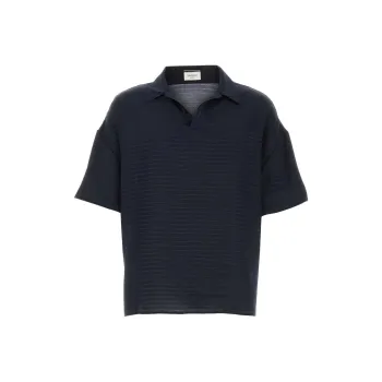SAINT LAURENT Striped Short Sleeved Polo Shirt