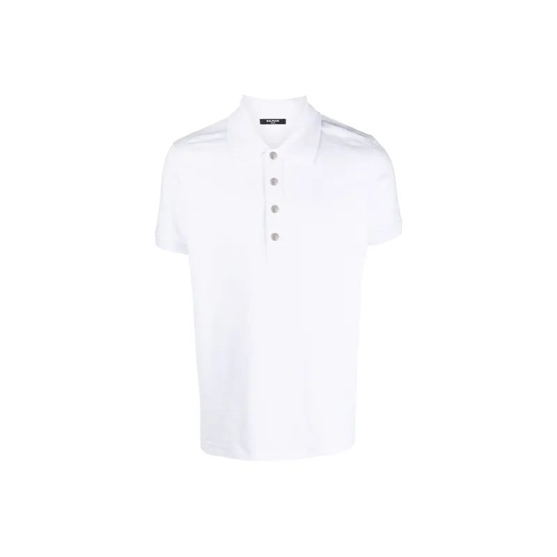 BALMAIN Monogram Straight Hem Polo Shirt-0