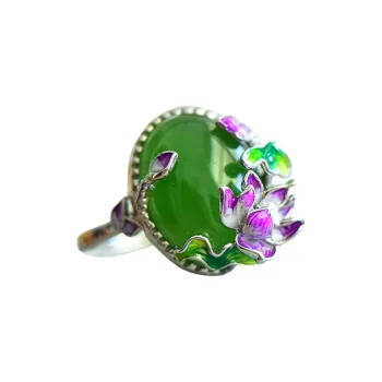 Jade Ink Love Hetian Jade Rings White Jade/Pale Greenish White Jade Women's
