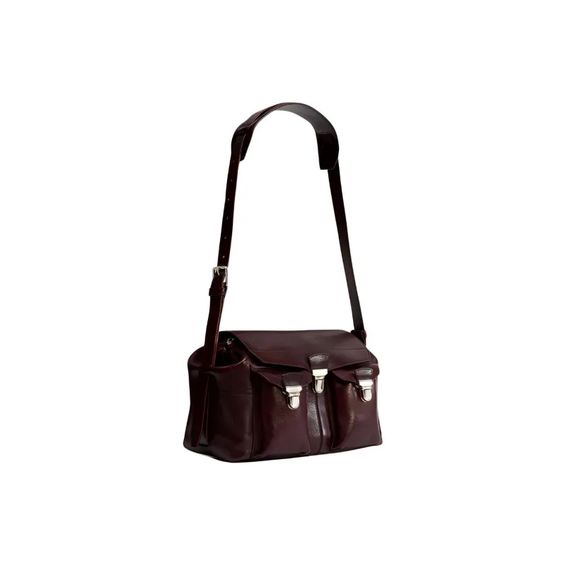Lemaire Cow Leather Handbag, Shoulder Bag Women's Black Eggplant-1