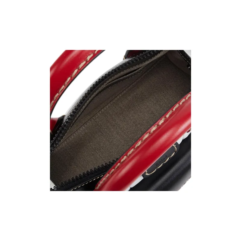 Chloe Edith Shiny Calfskin Detail Shoulder Bag Crossbody Bag Handbag Mini Women's Black/White/Red-4