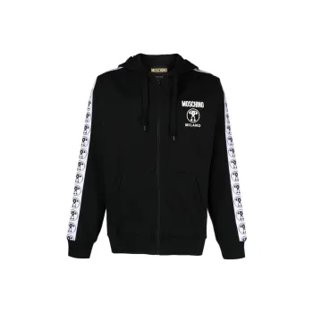 MOSCHINO Logo tape Zip up Cotton Hoodie
