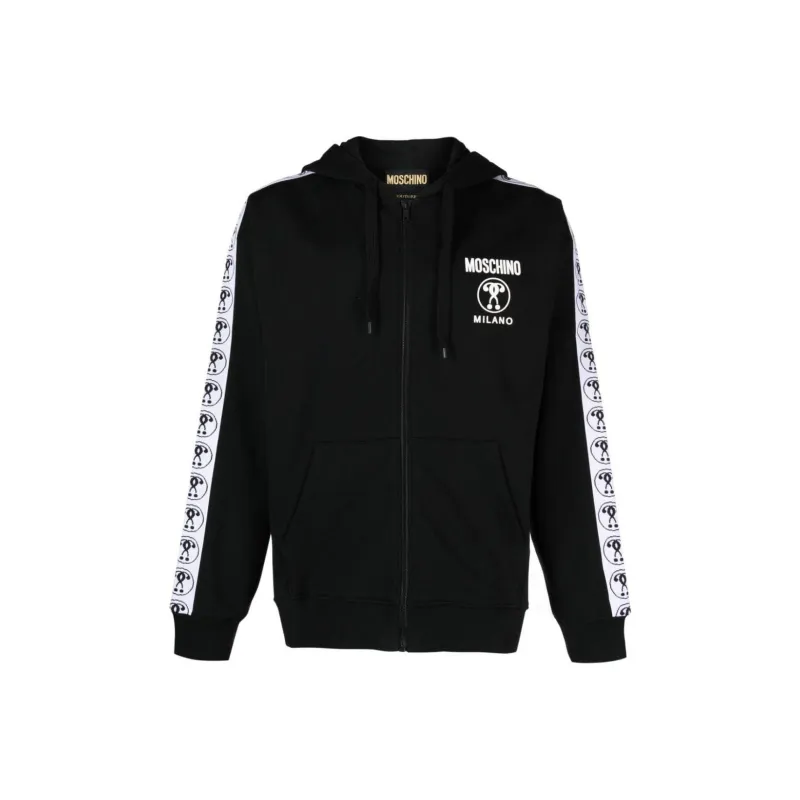 MOSCHINO Logo tape Zip up Cotton Hoodie-0