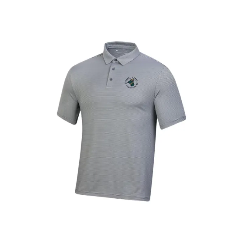 Under Armour Collegiate UA Tee To Green Stripe Polo Shirt Men's Gray-0