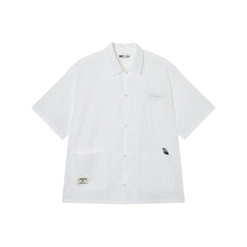 NPC Short-Sleeved Shirt For Men-Chinoiserie Languid Man Unisex-0