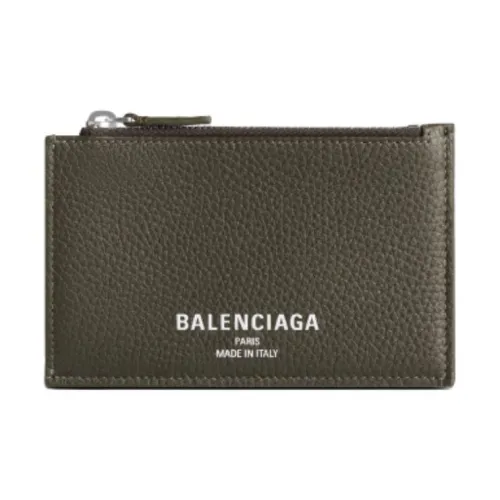 Balenciaga Cow Leather Card Holder Men's Khaki Umber