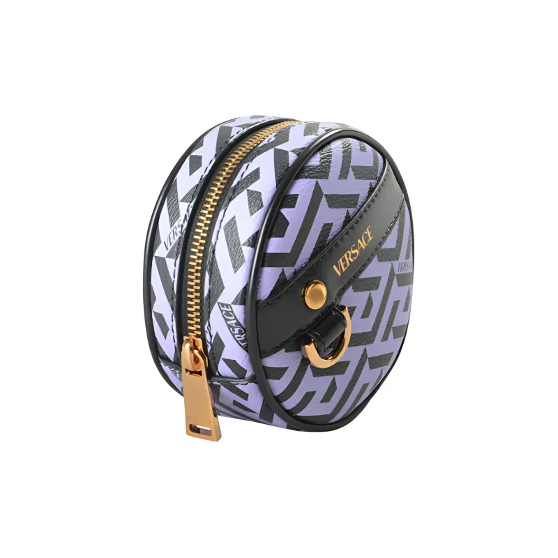 VERSACE Canvas With Leather Coin Purse Women's Purple & Black-1