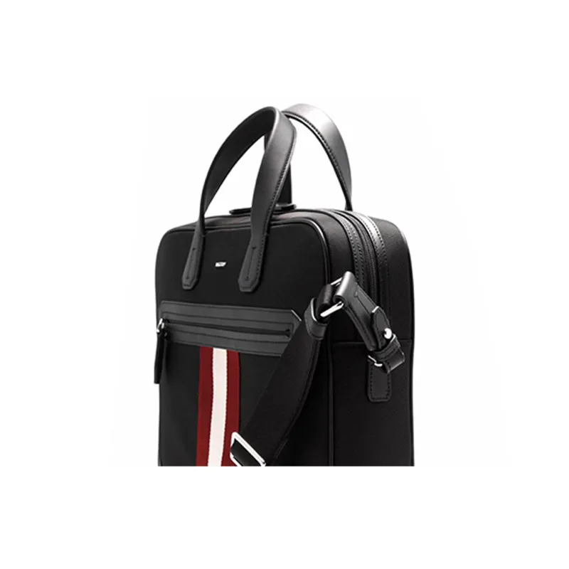 BALLY Fabric Portable Crossbody Clutch Unisex Black-4