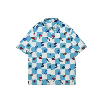 Guuka x AGAHO Short Sleeved Shirt Unisex Turquoise