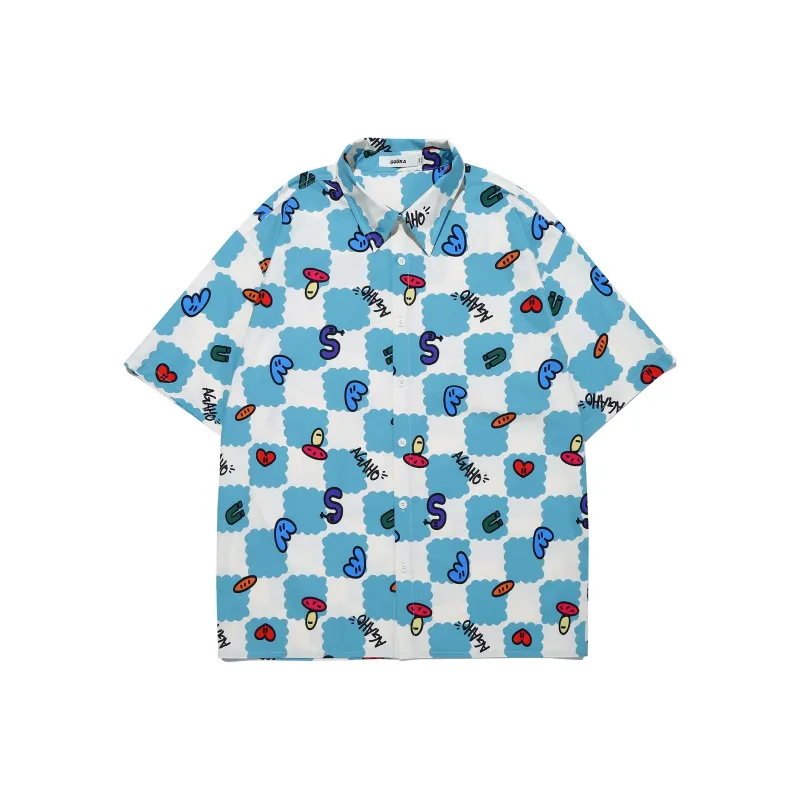 Guuka x AGAHO Short Sleeved Shirt Unisex Turquoise-0