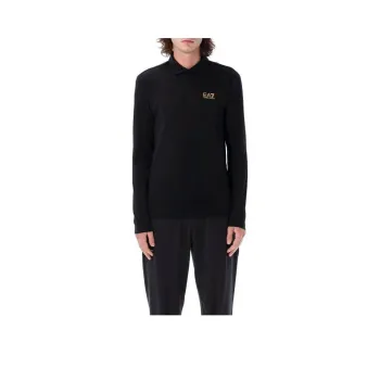 EMPORIO ARMANI Logo Printed Long Sleeved Polo Shirt