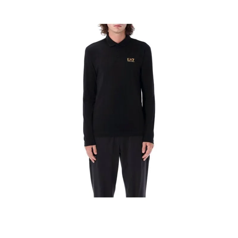 EMPORIO ARMANI Logo Printed Long Sleeved Polo Shirt-0