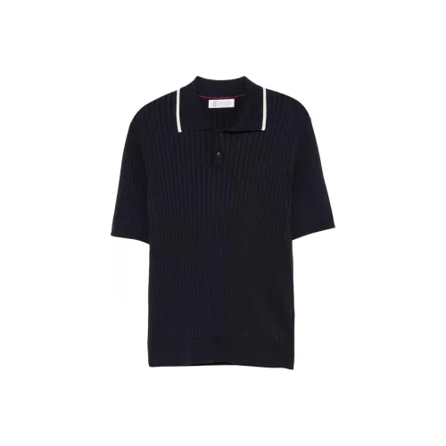 Brunello Cucinelli Ribbed knit Polo Shirt