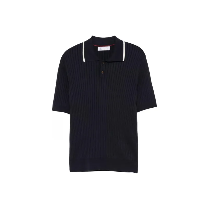 Brunello Cucinelli Ribbed knit Polo Shirt-0