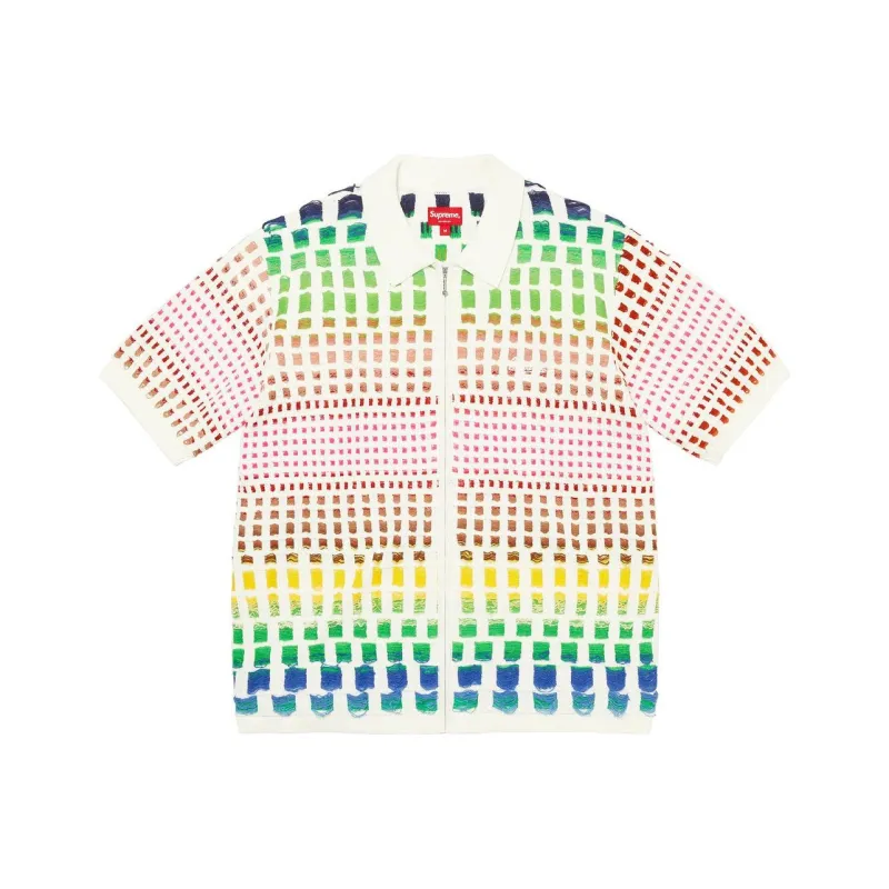 Supreme Gradient Grid Zip Up Polo-0