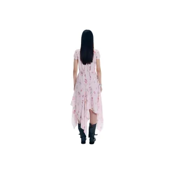 BLUEerror Short Sleeved Dresses Women's Pink Butterflies Dancing