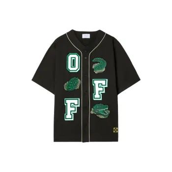 OFF WHITE V Neck Button Up Baseball Shirt